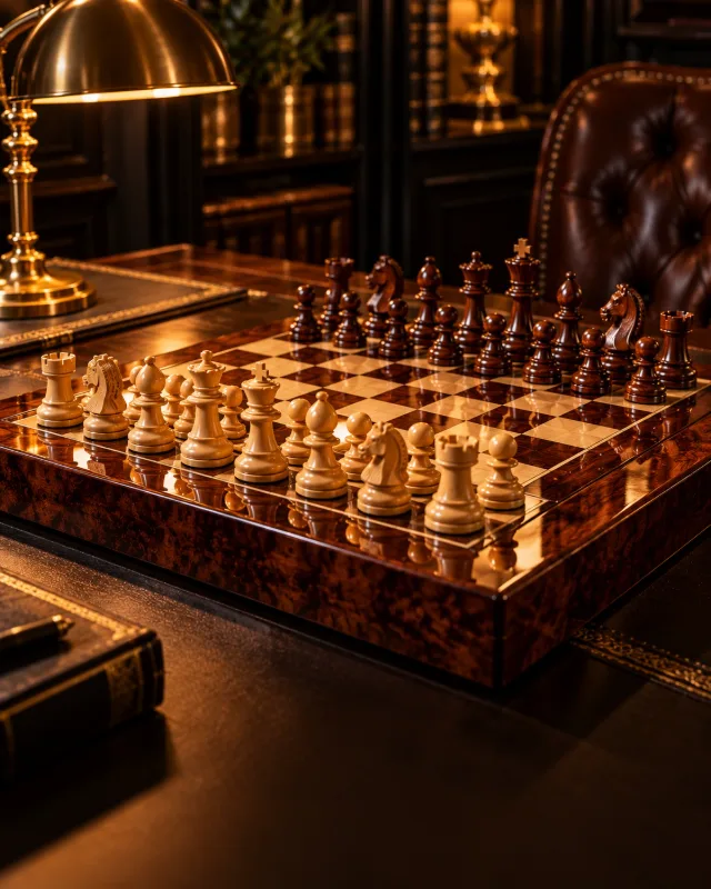 Échiquier de luxe en bois laqué
