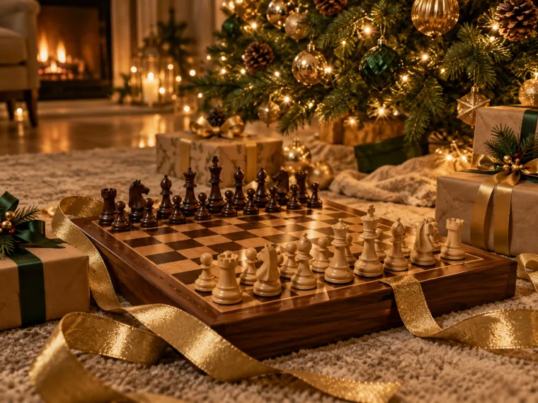 Jeu d'échecs en bois offert à Noël